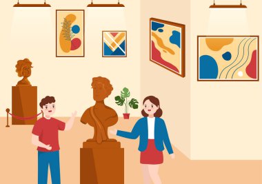 Çağdaş Sanat Soyut Performans Heykelleri Sergi Salonunda ya da Düz El Çizim Şablonları Müzesinde