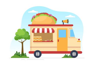 Düz Çizgi Film Çizimleri Çizimleri Çizimleri Çiziminde Çeşitli Geleneksel Mutfak Tacoları, Nachos ve Diğerleriyle Meksika Yemekleri Restoranı