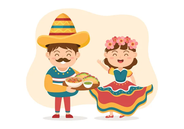 Restaurante Comida Mexicana Con Varios Deliciosos Tacos Cocina Tradicional Nachos — Archivo Imágenes Vectoriales
