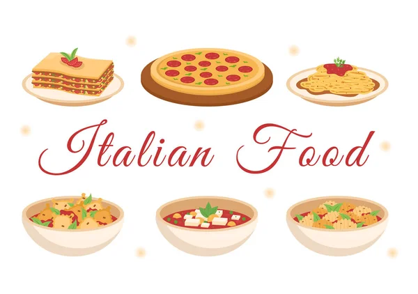 Итальянская Еда Ресторан Кафе Шеф Поваром Готовящим Традиционные Итальянские Блюда — стоковый вектор