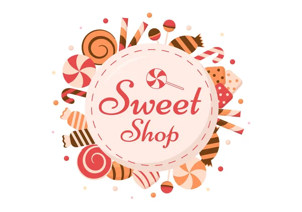 Sweet Shop Venta Varios Productos Panadería Magdalenas Pasteles Pasteles Dulces — Archivo Imágenes Vectoriales