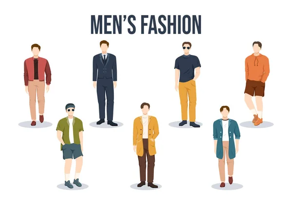 Fashion Men Show Catwalk Male Models Display Clothes Runway Modern — Stock Vector
