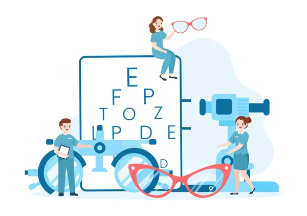 Szemüveg Store Vagy Optikai Bolt Tartozékok Optikus Ellenőrző Látás Szemüveg — Stock Vector