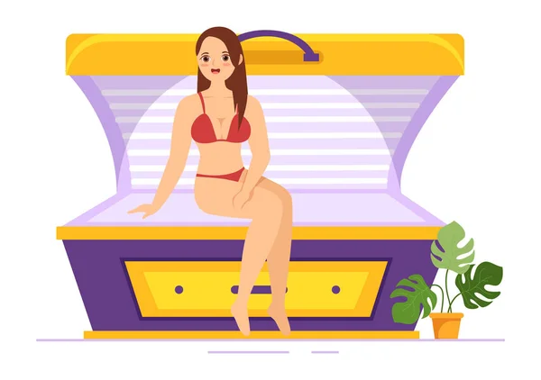 Таннінг Bed Procedure Get Exotic Skin Modern Technology Spa Salon — стоковий вектор
