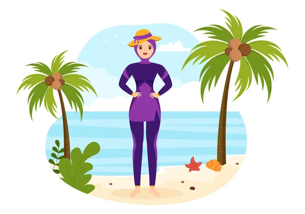 Swimwear Different Designs Bikinis Swimsuits Women Summer Beach Flat Style — Stock Vector