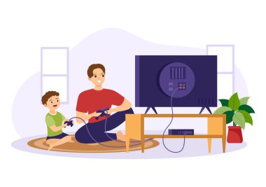 Düz El Çizim Çizim Şablonu içinde Android Mobil Bilgisayar üzerinde Oyun Alanı Denetleyicileri Dövüş Konsolu Oynayan Video Oyunu