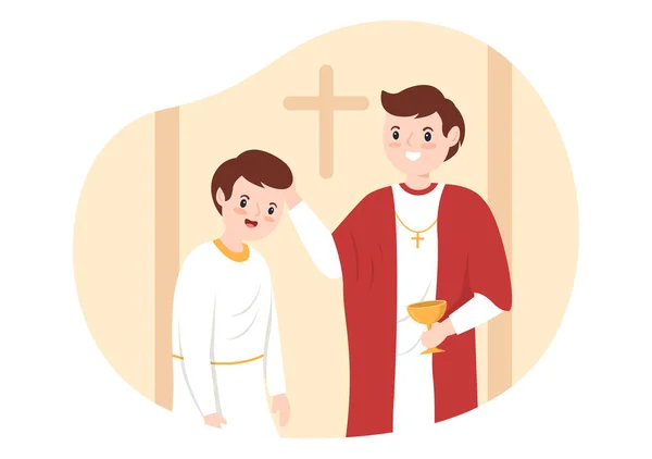Pasteur Prêchant Sermon Dieu Soutane Dans Une Église Catholique Chaire — Image vectorielle