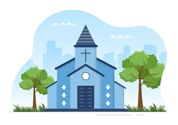 Székesegyház Katolikus Templom Épület Építészet Középkori Modern Templomok Belsőépítészet Lapos — Stock Vector