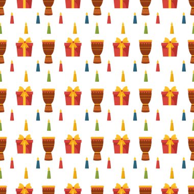 Mutlu Kwanzaa Tatil Afrika Kusursuz Desenli Şablon El Çizimi Çizim Çizimi Şablon Elementi