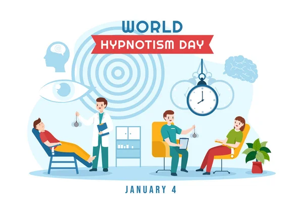 Dia Mundial Hipnotismo Com Espiral Preto Branco Estado Mental Alterado —  Vetores de Stock