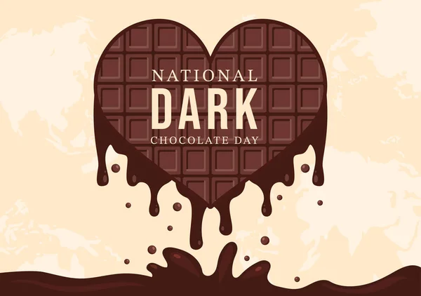 World Dark Chocolate Day February 1St Health Happiness Choco Brings — Stock Vector