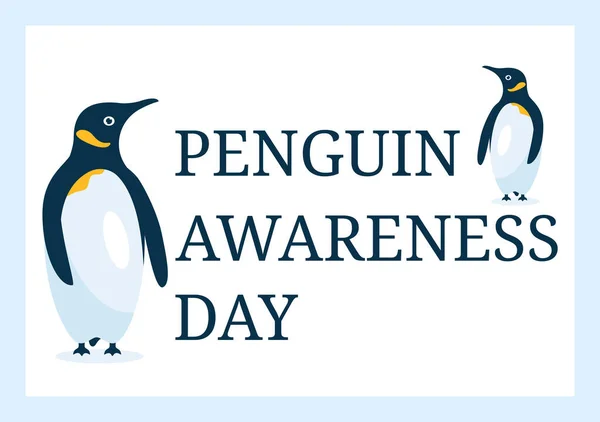 Happy Penguin Awareness Day Enero Para Mantener Población Pingüinos Hábitat — Vector de stock