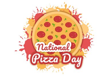 Ulusal Pizza Günü 9 Şubat 'ta Düz Çizgi Film Biçiminde Çeşitli Dilimler Tarzı El Çizimi Şablonları Tarafından Kutlanıyor