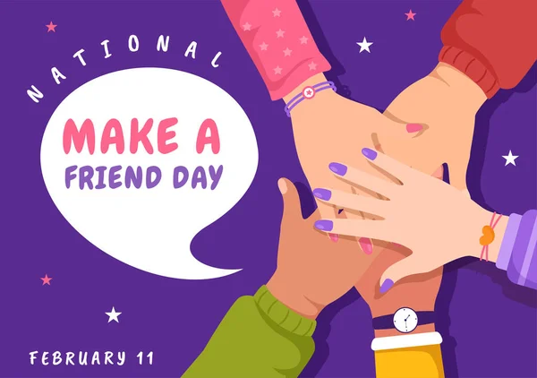 National Make Friend Day Observed February 11Th Meet Someone New — Διανυσματικό Αρχείο
