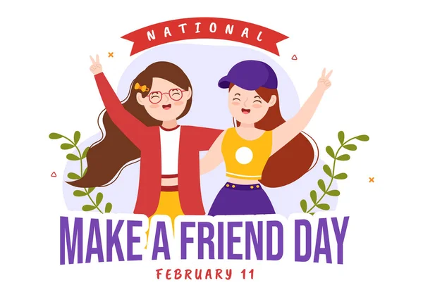 National Make Friend Day Osservato Febbraio Incontrare Qualcuno Una Nuova — Vettoriale Stock