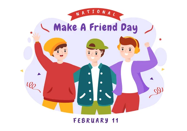 National Make Friend Day Osservato Febbraio Incontrare Qualcuno Una Nuova — Vettoriale Stock