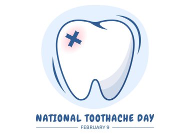 Ulusal Diş Ağrısı Günü 9 Şubat 'ta Diş Sağlığı için Diş Hekimliği ile Çizilmiş El Çizim Şablonları Çiziminde Ağrıya neden olmamak için