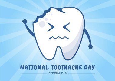 Ulusal Diş Ağrısı Günü 9 Şubat 'ta Diş Sağlığı için Diş Hekimliği ile Çizilmiş El Çizim Şablonları Çiziminde Ağrıya neden olmamak için