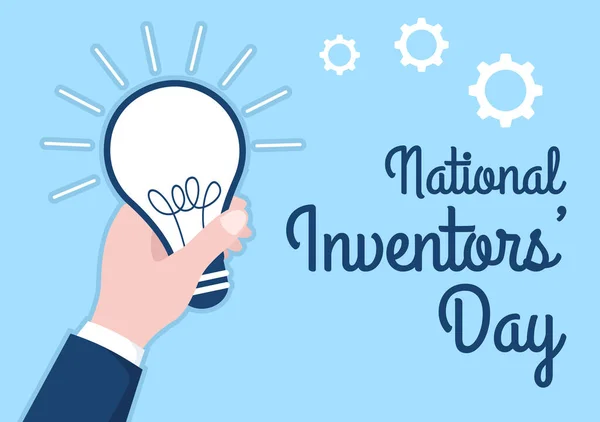 Día Nacional Inventores Febrero Celebración Innovación Genio Para Honrar Creador — Vector de stock