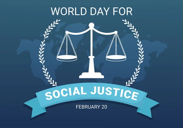 Παγκόσμια Ημέρα Κοινωνικής Δικαιοσύνης Στις Φεβρουαρίου Scales Hammer Just Relationship — Διανυσματικό Αρχείο