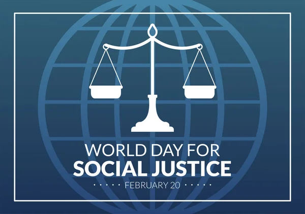 Παγκόσμια Ημέρα Κοινωνικής Δικαιοσύνης Στις Φεβρουαρίου Scales Hammer Just Relationship — Διανυσματικό Αρχείο