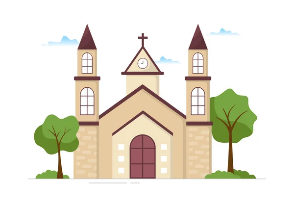 Luteránský Kostel Katedrálou Chrámu Budovy Křesťanské Náboženství Místo Architektury Ploché — Stockový vektor