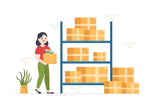 Self Storage Cardboard Boxes Filled Unused Items Mini Warehouse Rental — Wektor stockowy