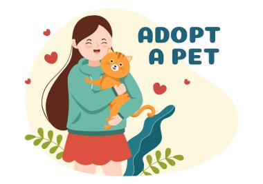 Bir Hayvan Barınağı Evcil Hayvanı Düz El Çizim Şablonunda Bakılacak ve Bakılacak Kedi ve Köpekler Biçiminde Evlat Edin