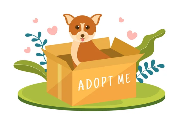 Adopte Una Mascota Refugio Animales Forma Gatos Perros Para Cuidar — Vector de stock