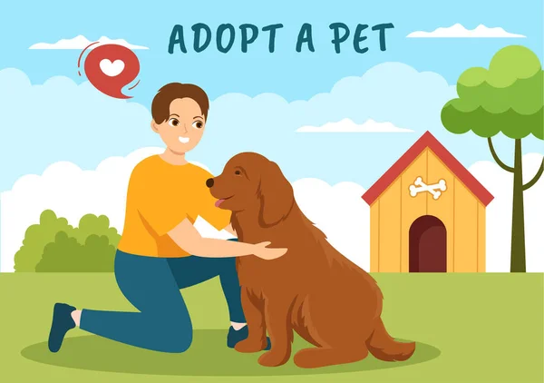 Adopte Una Mascota Refugio Animales Forma Gatos Perros Para Cuidar — Vector de stock