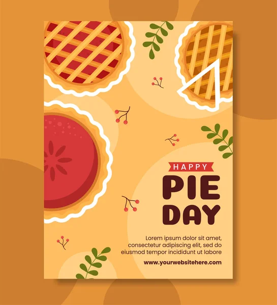 National Pie Day Poster Flat Cartoon Hand Drawn Template Illustration — 스톡 벡터