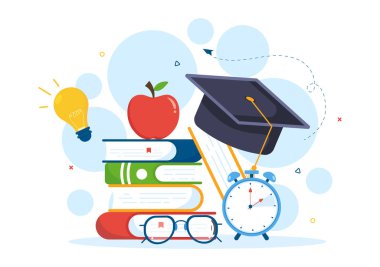 Eðitim ve bilgi kitaplarý poster, Web ve Mobil Hizmetler Düz Biçimli Çizim El Çizim Şablonları