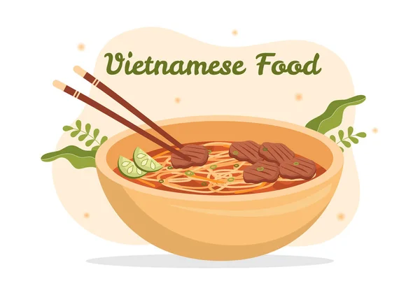 Menu Restaurant Gastronomique Vietnamien Avec Collection Plats Délicieux Cuisine Dans — Image vectorielle