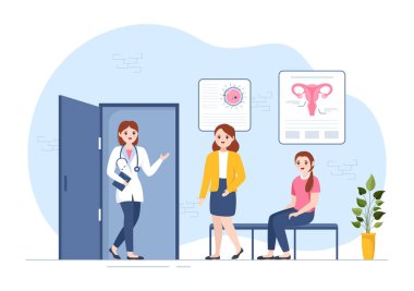 Düz Çizgi Film El Çizim Şablonları 'nda Vitro Döllenme Programlarında Çiftler için Kısırlık Tedavisi Kliniği