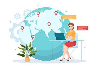 Takım Çalışması, Şirket Geliştirme, Yatırım ve Çizgi El Çizim Şablonu 'nda Proje Delegasyonu Fikri ile Dış Kaynaklar Şirketi