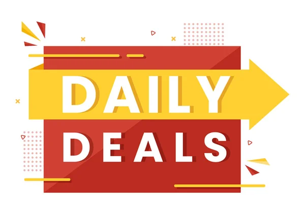 Daily Deals Day Decorative Lettering Text Style Poster Label Flat — 스톡 벡터