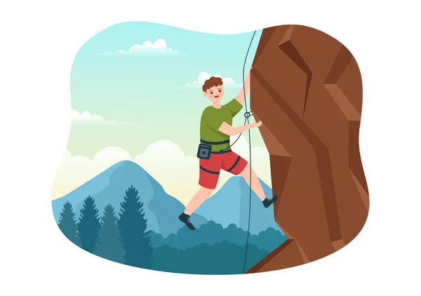 Cliff Climbing Illustration Climber Climb Rock Wall Mountain Cliffs Extreme — Stockový vektor