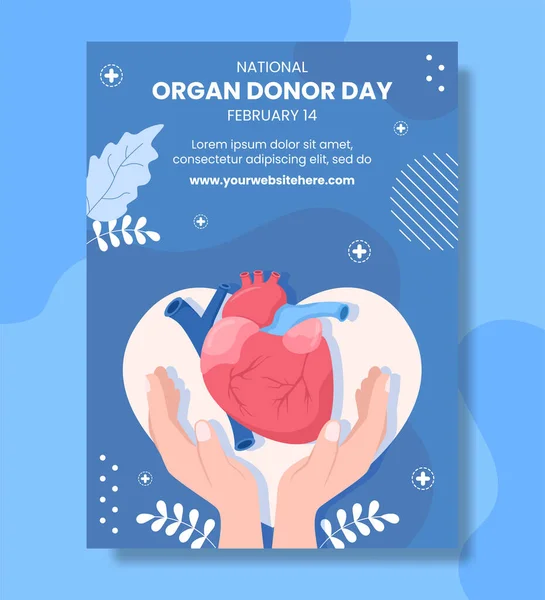 World Organ Donation Day Poster Flat Cartoon Hand Drawn Background — 스톡 벡터