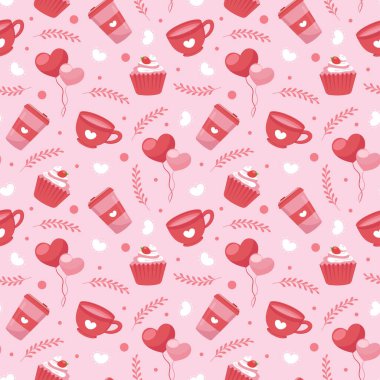 Sevgililer Günün kutlu olsun Kusursuz Desensiz Sevgi Kartı Şablonu El Çizimi Çizilmiş Çizgi Film Çizimi