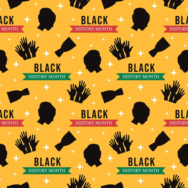 Black History Month Seamless Pattern African American Holiday Template Hand — 스톡 벡터
