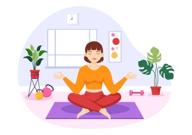 Yoga and Meditation Practices Illustration with Health Benefits of the Body for Web Banner or Landing Page in Flat Cartoon Hand Drawn Templates