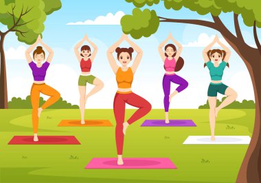 Yoga and Meditation Practices Illustration with Health Benefits of the Body for Web Banner or Landing Page in Flat Cartoon Hand Drawn Templates