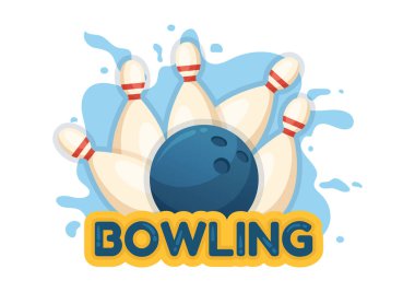 Bowling Game Illustration with Pins, Balls and Scoreboards in a Sport Club for Web Banner or Landing Page in Flat Cartoon Hand Drawn Templates