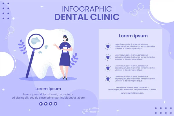 Dental Care Clinic Infographic Flat Cartoon Hand Drawn Templates Illustration — Vector de stock
