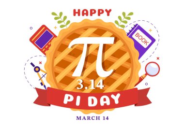 World Pi Day Illustration with Mathematical Constants, Greek Letters or Baked Sweet Pie for Landing Page in Hand Drawn Cartoon Symbol Templates