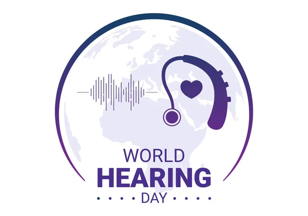 World Hearing Day Illustration Raise Awareness How Prevent Deafness Web — Vector de stock