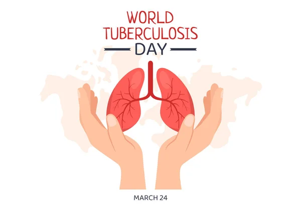 World Tuberculosis Day March Illustration Pictures Lungs Organ Inspection Flat — Vector de stock