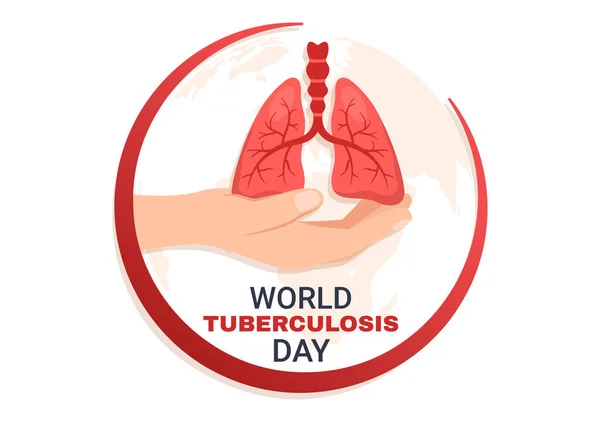 World Tuberculosis Day March Illustration Pictures Lungs Organ Inspection Flat — Wektor stockowy