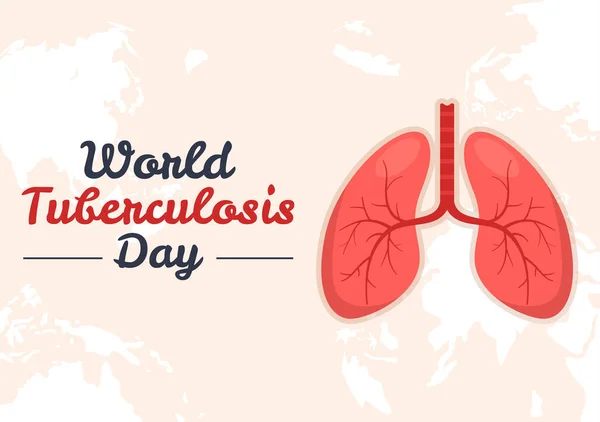 World Tuberculosis Day March Illustration Pictures Lungs Organ Inspection Flat — Vector de stock