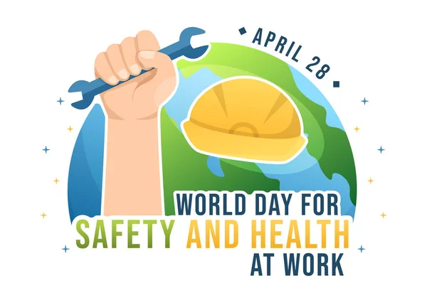 World Day Safety Health Work April Illustration Mechanic Tool Flat — Stock Vector